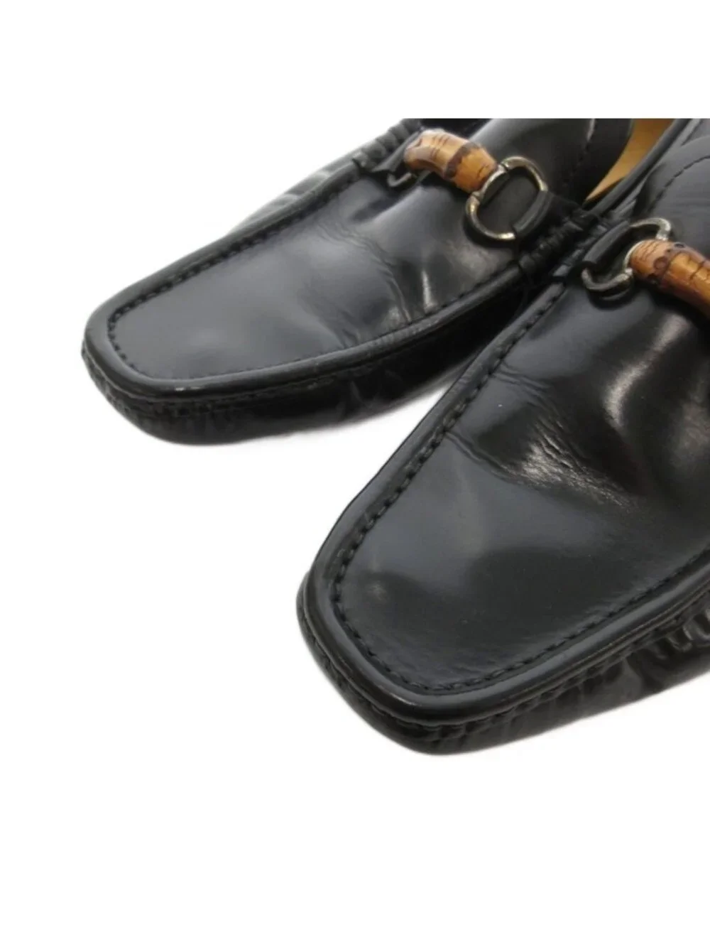 Gucci Bamboo Loafers Slip On Shoes Leather 8.5 Black